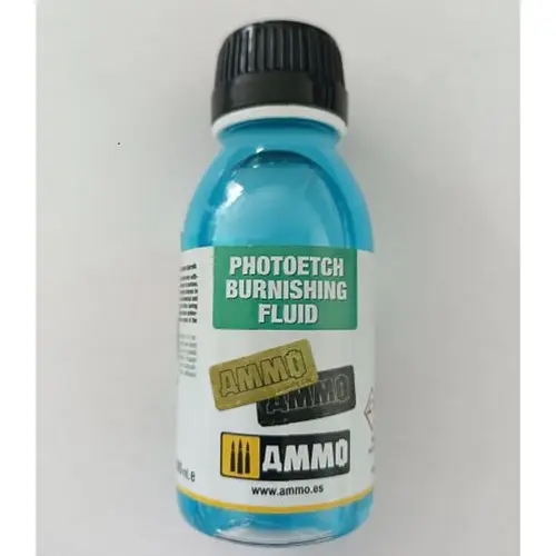 Photo from the official notice: AMMO OF MIG JIMENEZ Metallic track burnishing fluid — chemical risk