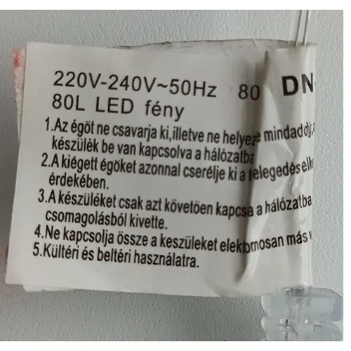 Photo de l’avis officiel: LED FÉNYFÜGGÖNY HÁL Chaîne d'éclairage — risque: Choc électrique