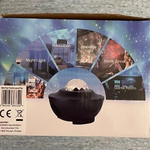 Foto aus der offiziellen Meldung: Starry Projector Licht Projektor / Nachlicht — Risiko: Sehschaden