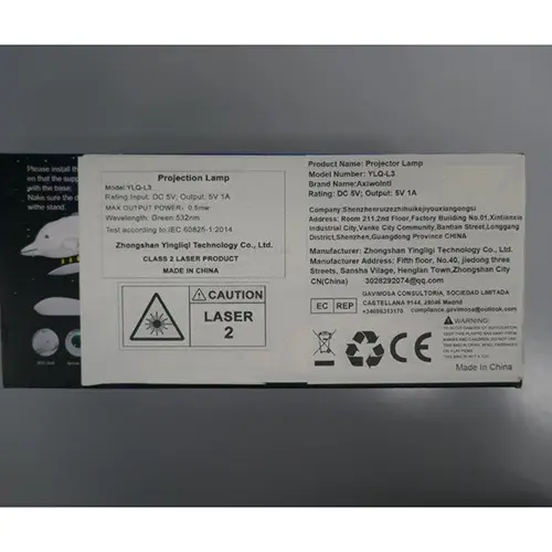 Foto aus der offiziellen Meldung: Axiwolntl Projector Lamp Delphin Projektor — Risiko: Sehschaden