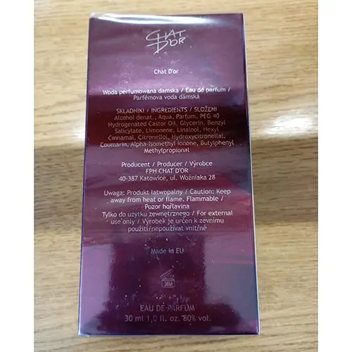 Foto dell’avviso ufficiale: CHAT D'OR ENDORPHIN Profumo — rischio: Rischio chimico