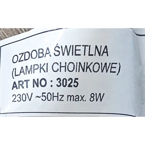 Photo from the official notice: Lampki choinkowe lighting chain — electric shock risk (SR/02352/25)