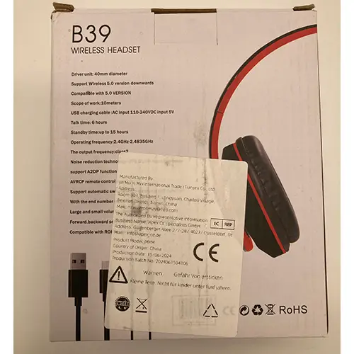 Photo de l’avis officiel: Muarron Headphones Over ear  Bluetooth 5.0 Écouteurs — risque: Risque chimique & Environnement