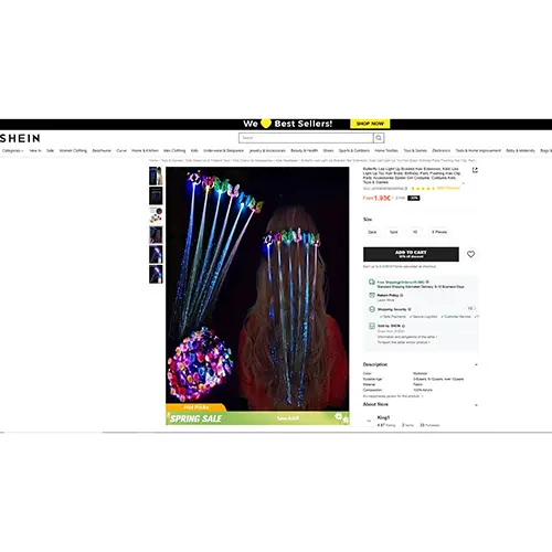 Foto aus der offiziellen Meldung: Kids' Led Light Up Toy Hair Braid, Birthday Party Flashing Hair Clip Spielzeug Haar Zopf — Risiko: Chemikalie