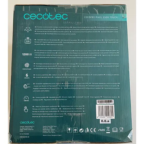 Foto dell’avviso ufficiale: Cecotec Heißluftfritteuse Friggitrice ad aria — rischio: Scossa elettrica & Incendio