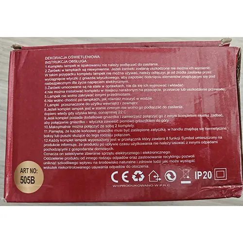 Photo de l’avis officiel: lampki choinkowe Chaîne d'éclairage — risque: Choc électrique (SR/02437/25)