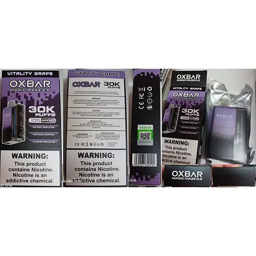 Photo de l’avis officiel: OXBAR MAGIC MAZE 2.0 Cigarette électronique jetable — risque: Risque chimique (SR/02451/25)