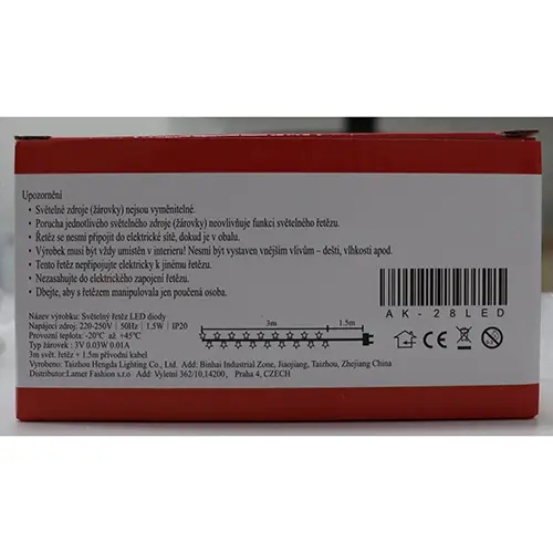 Photo de l’avis officiel: L&amp;S 28 LED VÁNOČNÍ SVĚTELNÝ ŘETĚZ Chaîne d'éclairage — risque: Choc électrique & Incendie