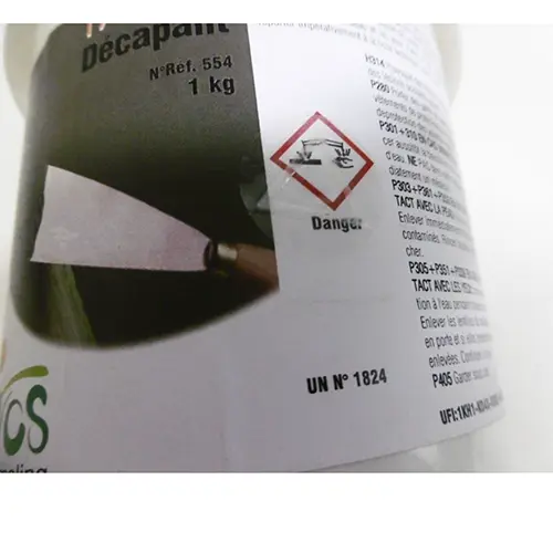 Foto uit de officiële melding: LIVOS, Taketi Décapant Verfstripper — risico: Chemische risico's