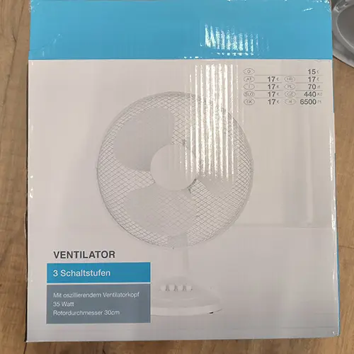 Foto do aviso oficial: Ventilator Ventilador elétrico — risco: Choque elétrico