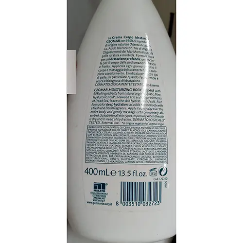 Photo de l’avis officiel: Geomar Crema corpo idratante Crème pour le corps — risque: Risque chimique
