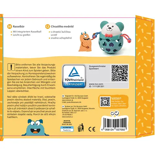 Photo de l’avis officiel: Miniju Rattle Bear Rasselbär hochet de jouet — risque: Étouffement