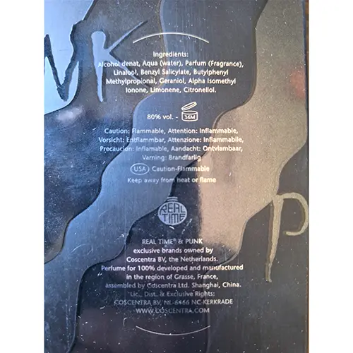 Foto dell’avviso ufficiale: REAL TIME Punk Profumo — rischio: Rischio chimico
