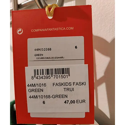Foto uit de officiële melding: Compania Fantastica mini Kindervest — risico: Verwonding & Verwurging