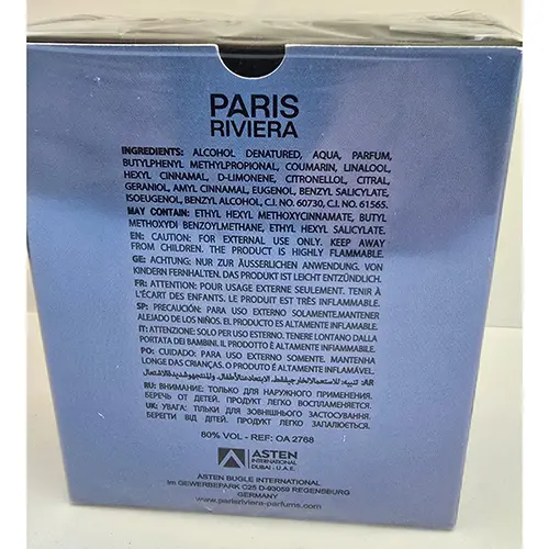 Photo de l’avis officiel: Paris riviera Ariel pour femme Eau de toilette — risque: Risque chimique