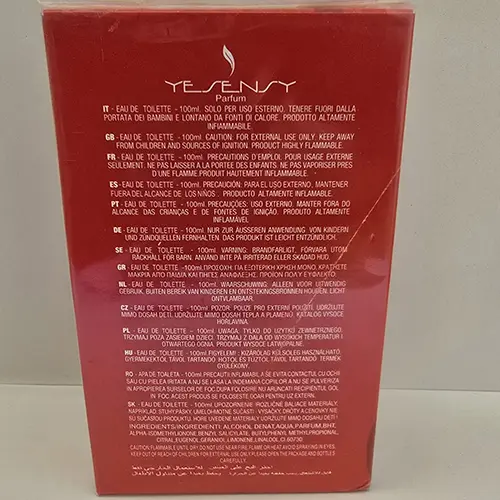 Photo de l’avis officiel: Yesensy Parfum 17k Red Eau de toilette — risque: Risque chimique