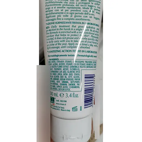 Foto aus der offiziellen Meldung: GLICEMILLE Idratante e igienizzante con antibatterico Handcreme — Risiko: Chemikalie