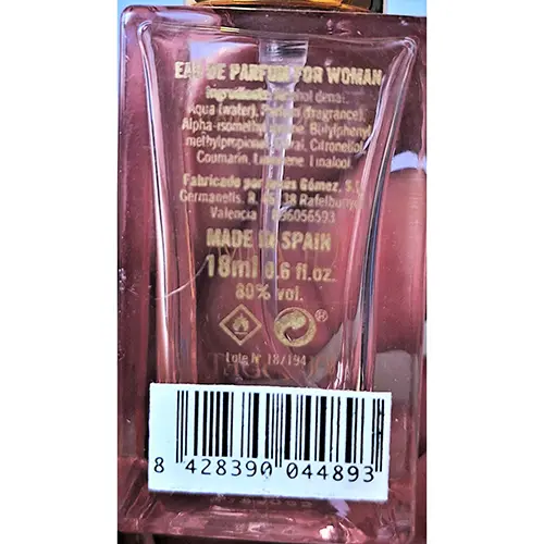 Photo de l’avis officiel: Flor de Mayo Glam Parfum — risque: Risque chimique