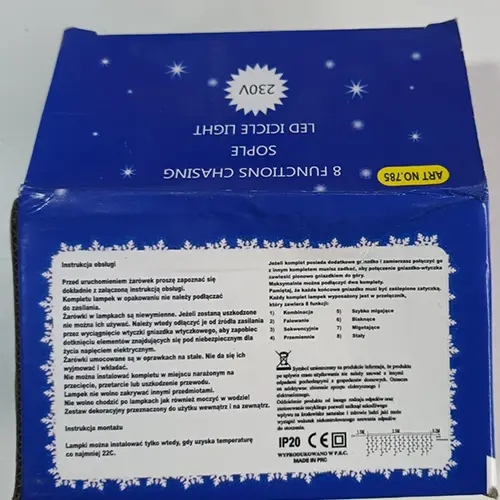 Photo de l’avis officiel: SOPLE LED ICICLE LIGHT Chaîne d'éclairage — risque: Choc électrique