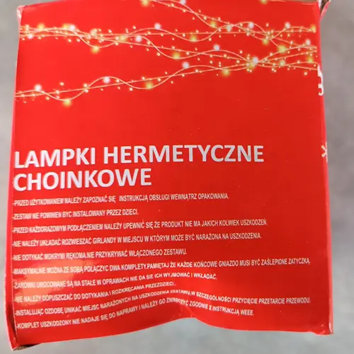 Photo de l’avis officiel: Lampki Hermatyczke Choinkowe Chaîne d'éclairage — risque: Choc électrique