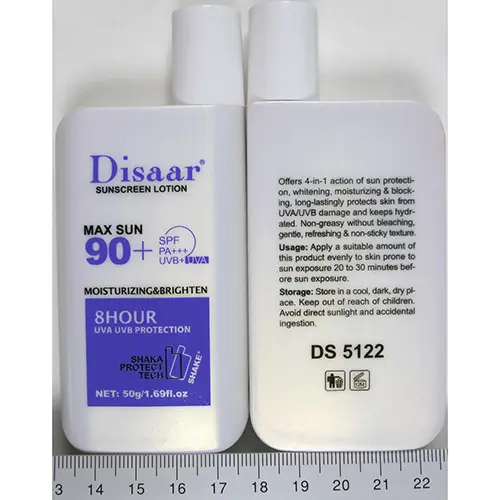 Foto dell’avviso ufficiale: Diasaar Sunscreen Lotion - Max Sun 90+ Crema solare — rischio: Ustioni