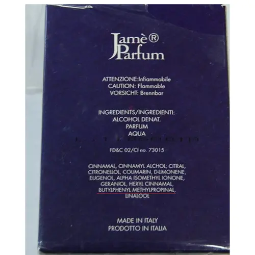 Photo de l’avis officiel: Jamè Parfum ULTIMATE WOMAN — risque: Risque chimique