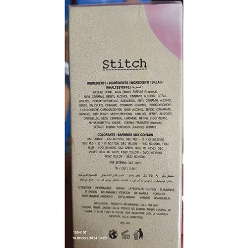 Photo de l’avis officiel: Stitch n.09 Parfum — risque: Risque chimique