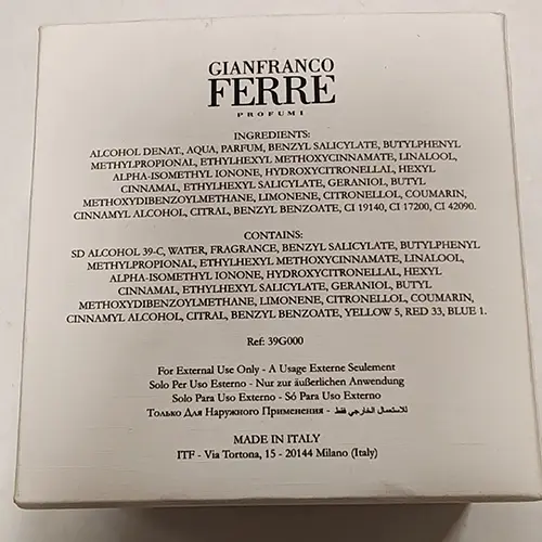 Photo de l’avis officiel: Gianfranco Ferre Camicia 113 Parfum — risque: Risque chimique