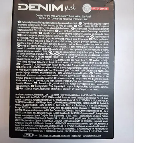 Foto do aviso oficial: DENIM Denim Musk Aftershave — risco: Químico (SR/02799/25)