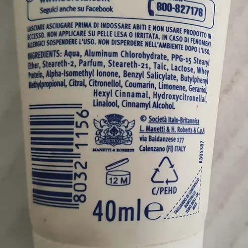 Photo de l’avis officiel: BOROTALCO Milk invisible con latte idratante Déodorant — risque: Risque chimique