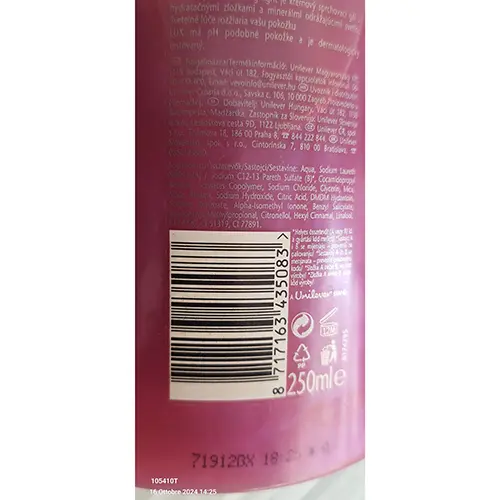 Photo de l’avis officiel: Lux Dancing light Crème de douche — risque: Risque chimique
