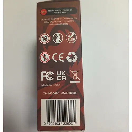 Photo de l’avis officiel: Vegas Bar 20000Puffs Cigarette électronique jetable — risque: Risque chimique