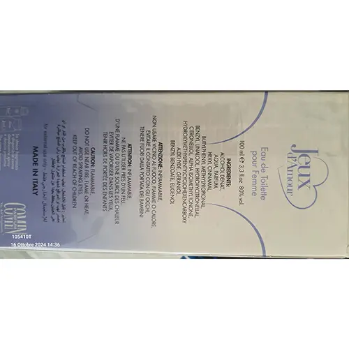 Photo de l’avis officiel: Comin parfum Jeux d'Amour Eau de toilette — risque: Risque chimique (SR/02858/25)