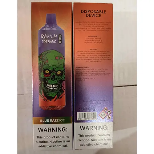 Photo de l’avis officiel: RAMLM TORNADO 50000 Cigarette électronique jetable — risque: Risque chimique (SR/02856/25)
