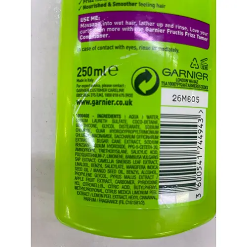 Photo de l’avis officiel: Garnier Frizz Tamer Shampooing — risque: Risque chimique