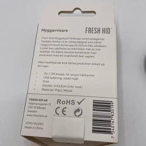 Photo de l’avis officiel: Fresh Kid Myggavvisare Répulsif électrique contre les moustiques — risque: Risque chimique & Environnement