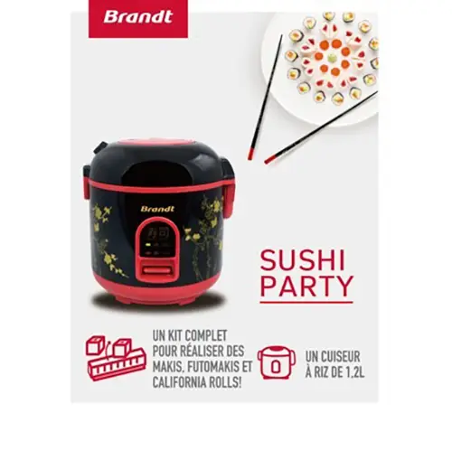 Photo from the official notice: BRANDT Sushi party rice cooker — burns & electric shock risk