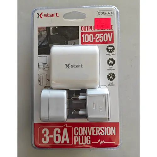 Foto do aviso oficial: X-start CONVERSION PLUG Adaptador de viagem — risco: Choque elétrico