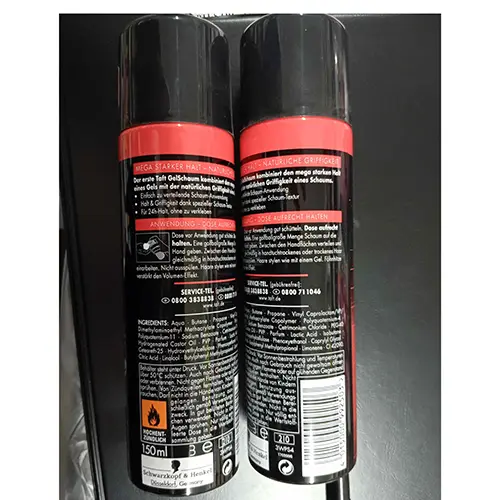 Photo de l’avis officiel: Schwarzkopf 3 WETTER MEGA STARK 5 Mousse de gel capillaire — risque: Risque chimique