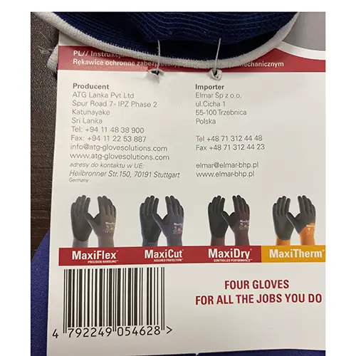 Foto do aviso oficial: atg MaxiFlex Luvas de proteção — risco: Abrasion