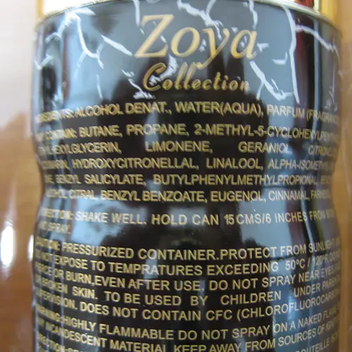 Foto uit de officiële melding: Zoya Collection Vanille &amp; Patchouli Set Parfum en deodorant set — risico: Chemische risico's