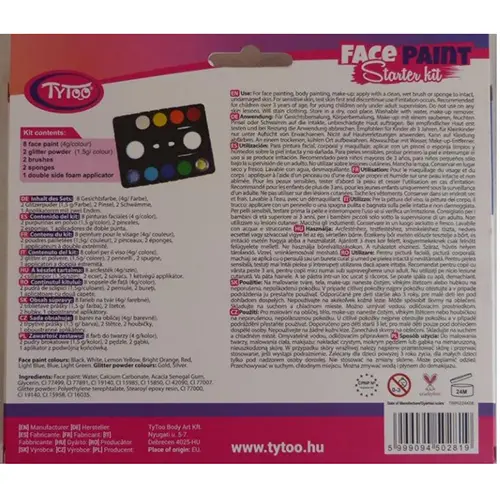 Foto dell’avviso ufficiale: TYTOO Face paint starter kit Set di vernice per il viso — rischio: Rischio microbiologico