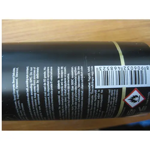 Foto uit de officiële melding: U.S. PRESTIGE Gold Perfum Body Spray Lichaamsspray — risico: Chemische risico's