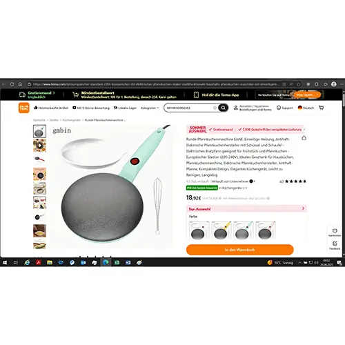 Foto do aviso oficial: electrick baking pot Fabricante de crepe elétrico — risco: Choque elétrico