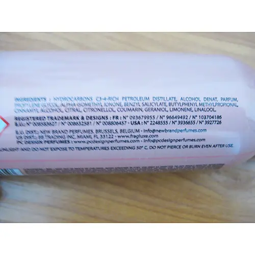 Photo from the official notice: New Brand Perfumes Prestige Holla body spray — chemical risk
