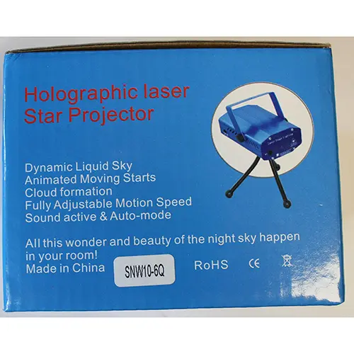 Photo de l’avis officiel: Funny Clown HOLOGRAPHIC LASER STAR PROJECTOR Projecteur laser — risque: Brûlures & Dommages à la vue