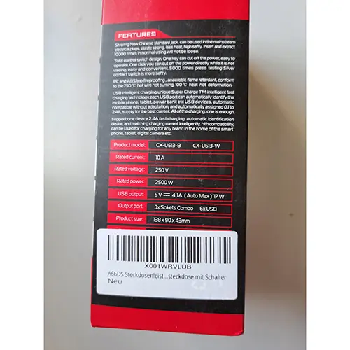 Foto do aviso oficial: USB Socket Trademark A66 Chumbo da extensão — risco: Choque elétrico