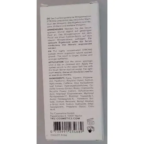 Photo de l’avis officiel: trucosmetics Eyelash Serum Sérum pour cils — risque: Risque chimique