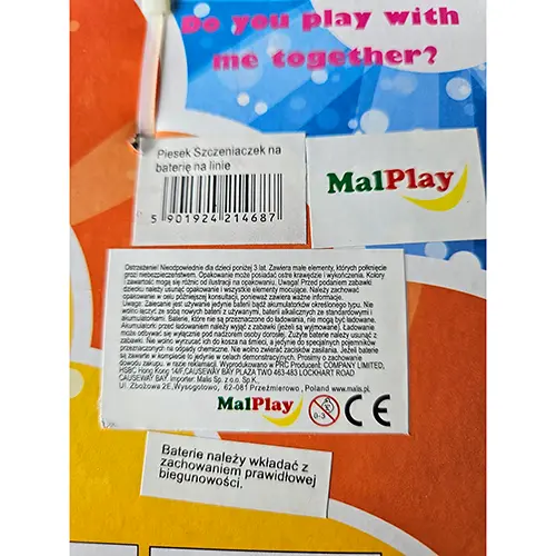 Foto do aviso oficial: MalPlay Lovely Puppy Brinquedo macio — risco: Estrangulamento