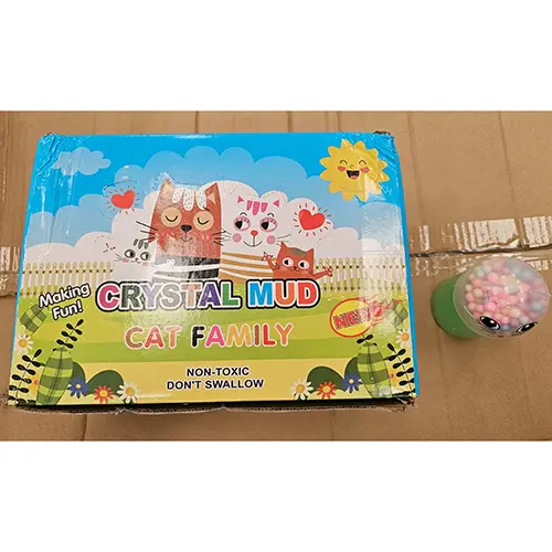 Photo de l’avis officiel: CRYSTAL MUD Cat Family Slime de jouet — risque: Risque chimique